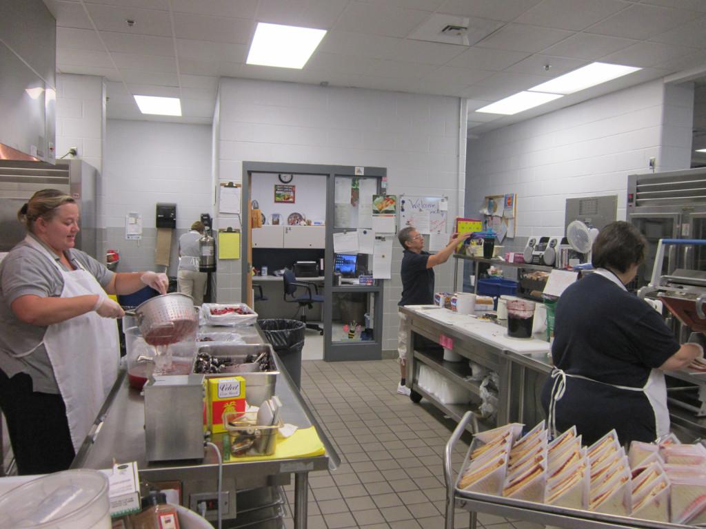 Cafeteria workers enjoy serving students