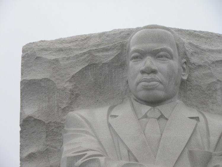 Martin Luther King, Jr.'s figure is carved out of a large slab of granite, which is dubbed the "stone of hope." Photo by Jack Burden.