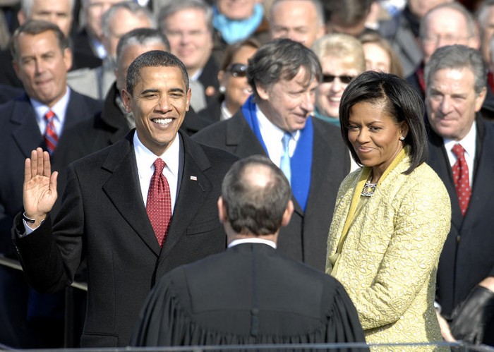 Obama being sworn into office four years ago. Photo courtesy of Wikimedia Commons.