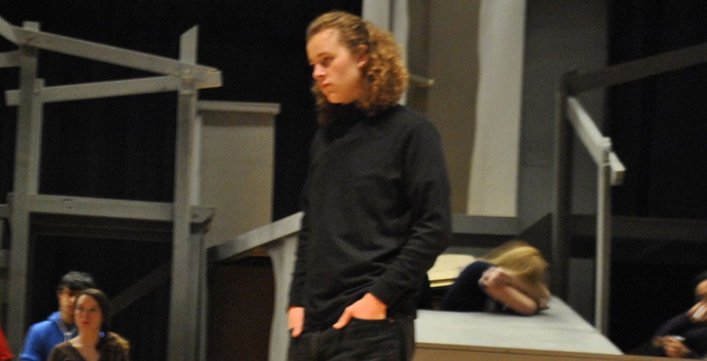 Junior Alex Hunter-Nickles rehearses after school for Les Miserables. Photo by Paulina Rendon.