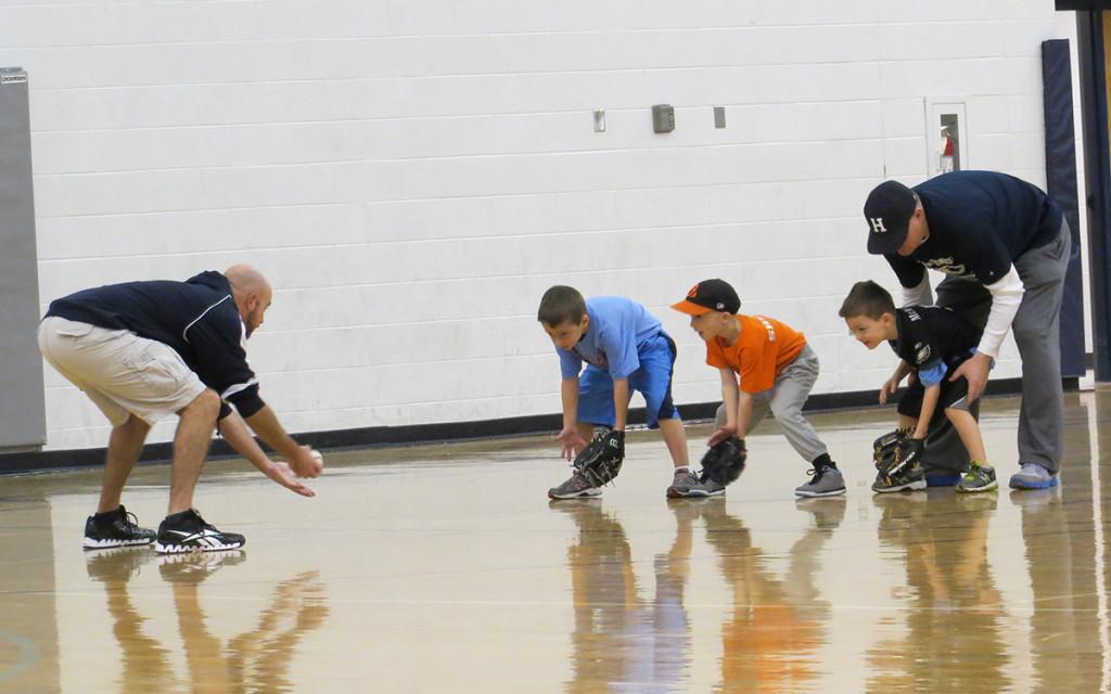 The benefit of the gymnasium allows baseball practice even in Winter.