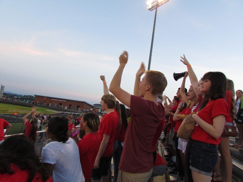 HHS Red Sea cheers on the players.