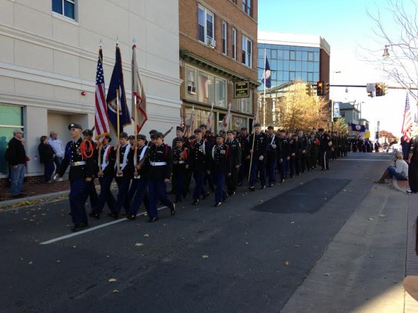 Cadets as they march downtown for the Veterans Day Parade.