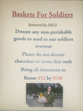 DECA sponsors  Baskets for Soldiers