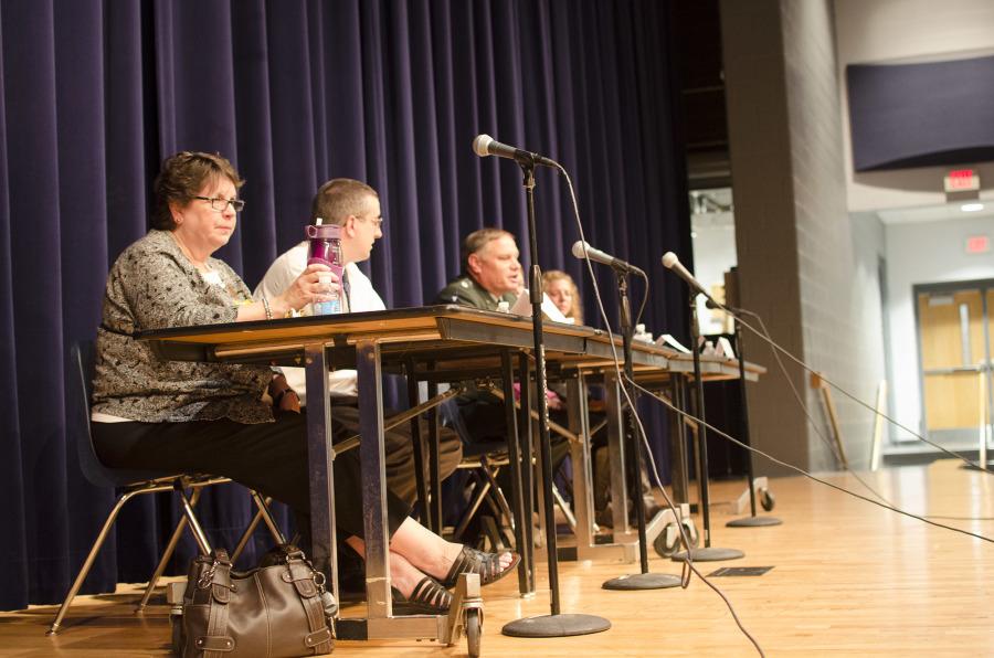 Representatives from James Madison University, Blue Ridge Community college, Bridgewater college, and West Point Military Academy came to Harrisonburg High School to discuss admissions and campus life.