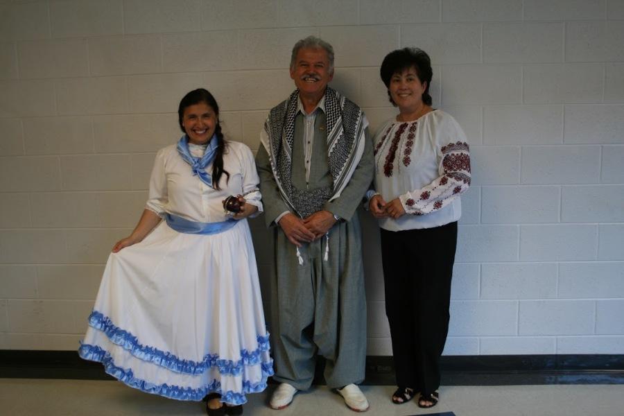 Staff members Muhamed Kareem, Yolanda Blake and Valentina Sokolyuk all celebrated their heritage through their dress.