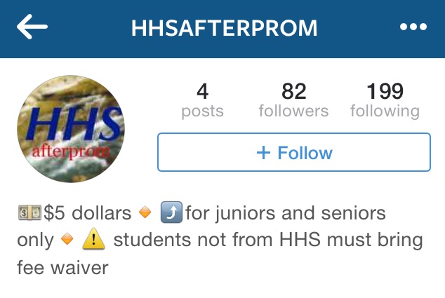 A snapshot of the after-prom Instagram page. 