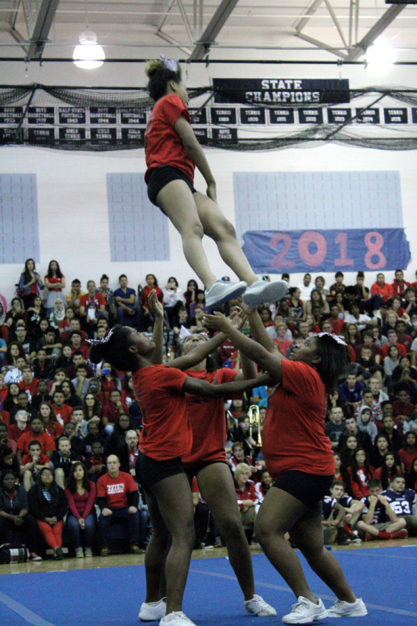 Competition Cheer performs at the pep rally.