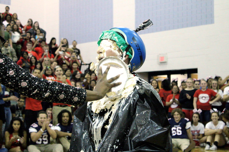 Vice Principal Eric Miller gets pied in the face 