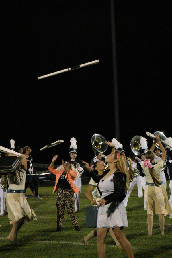 Band performs the half time show for the game.
