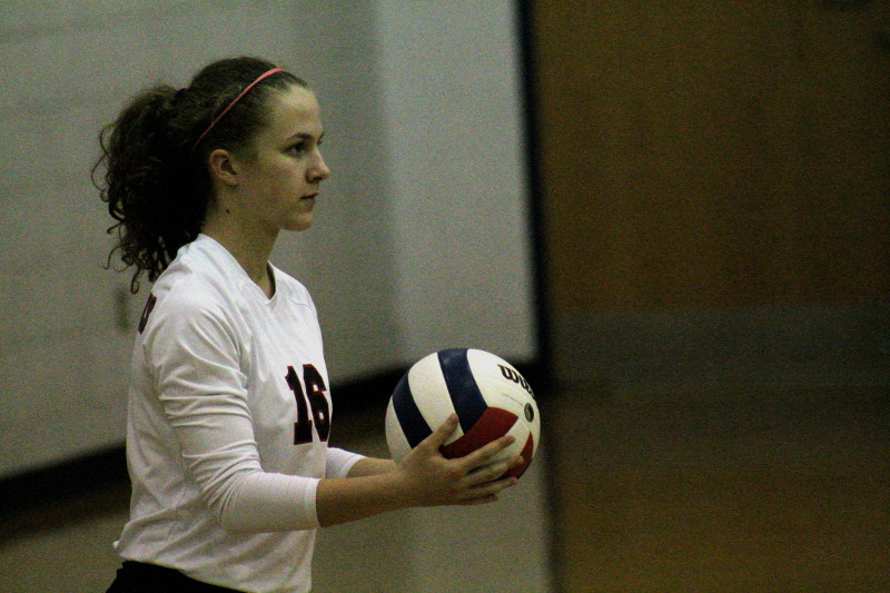Junior Casey Wilson prepares to serve the ball.