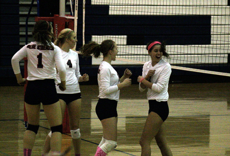 Streaks celebrate a point.