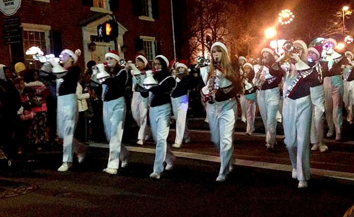 The Harrisonburg High School band marched down Main Street for Harrisonburg's Christmas Parade.