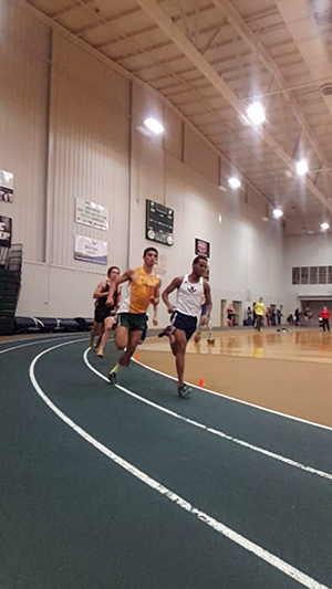 Abrham Amine takes the lead in the 1000m run.