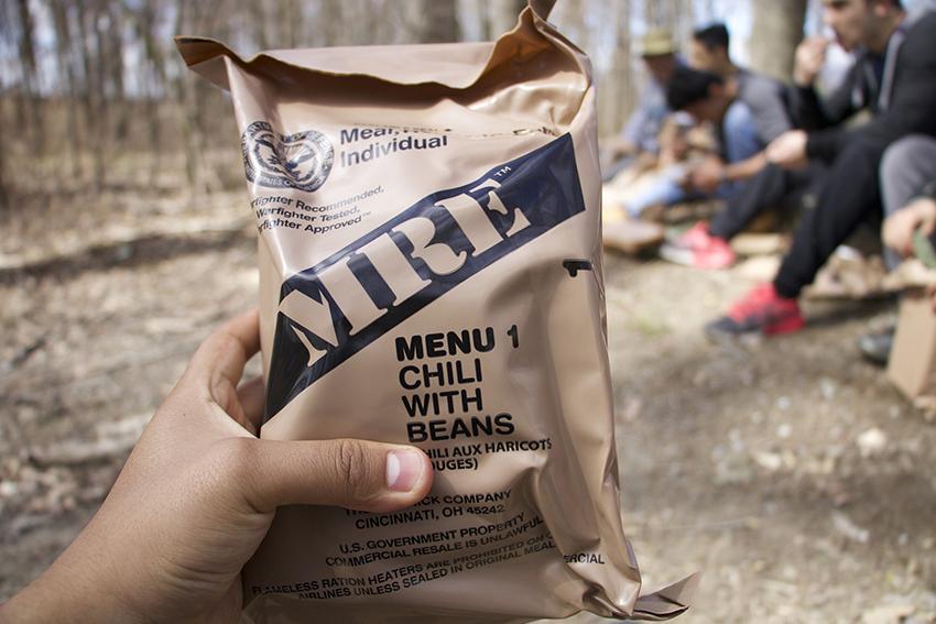 An MRE can contain up to 2500 calories. Its what they give soldiers who are out on the battle-field. It is meant to be quick, efficient, and nutritious for Military men/women who can burn up to 5000 calories a day. 