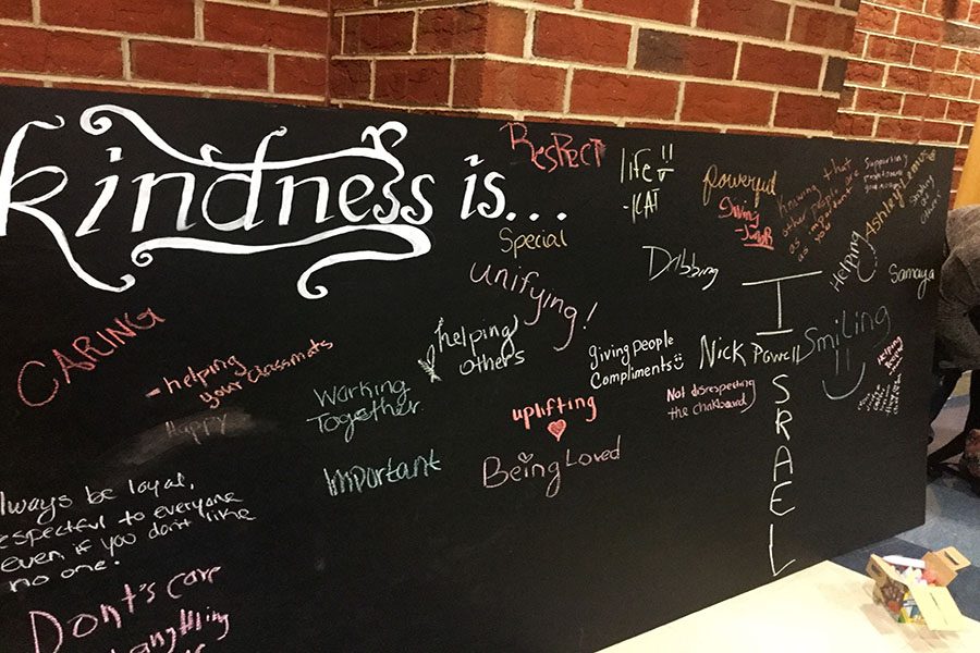 The chalkboard sits in the lunch room during all four lunches