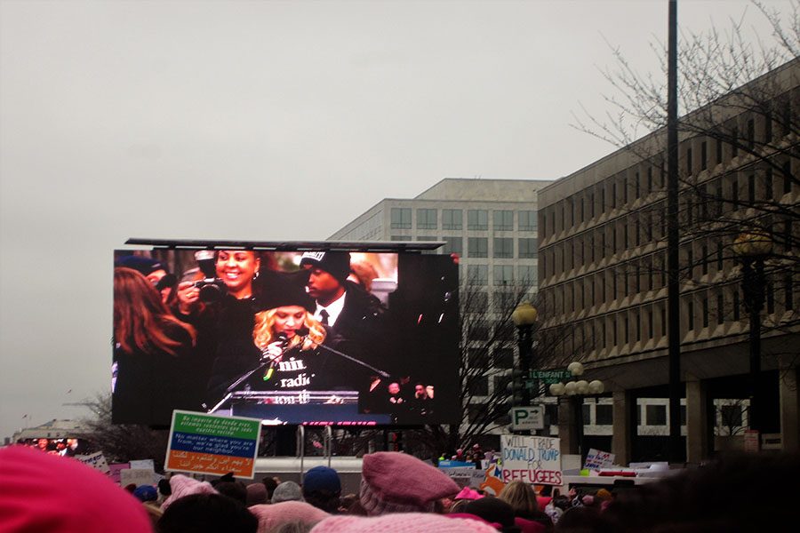 Madonna, among other celebrities, gives a speech at the march