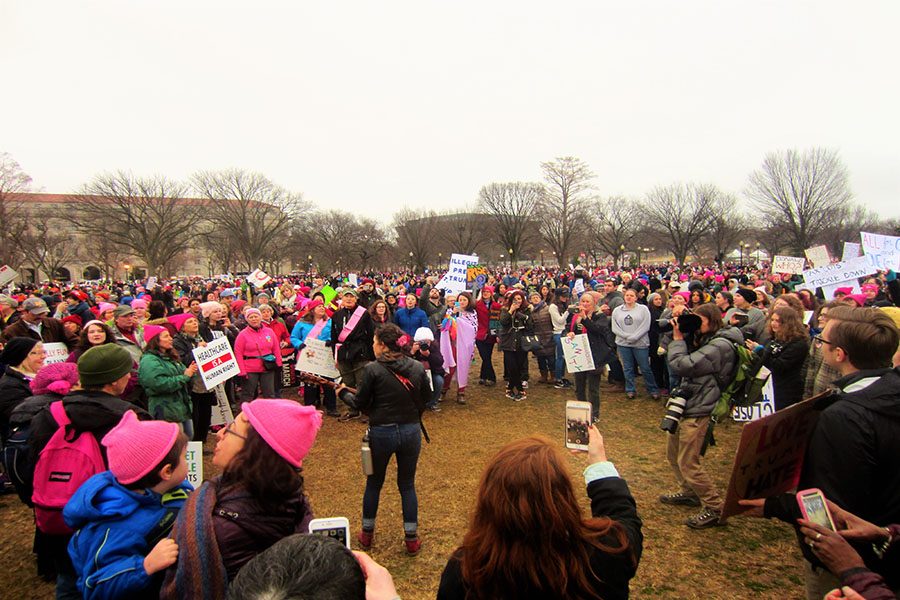 The protestors gather in a songcircle in D.C.