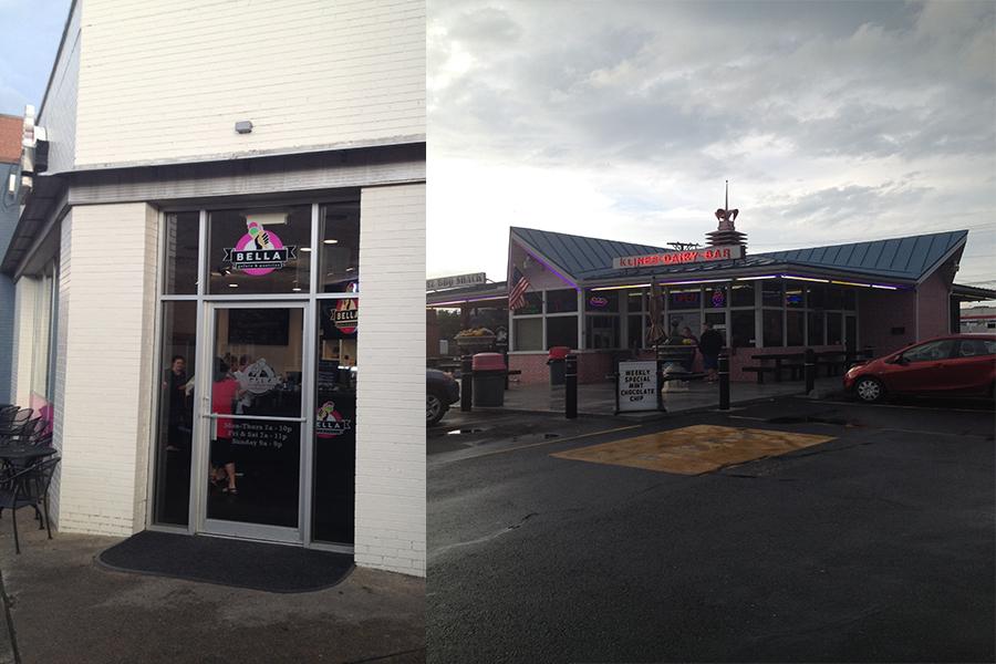 Bella Gelato (left) and Klines (right) can both be found in downtown Harrisonburg
