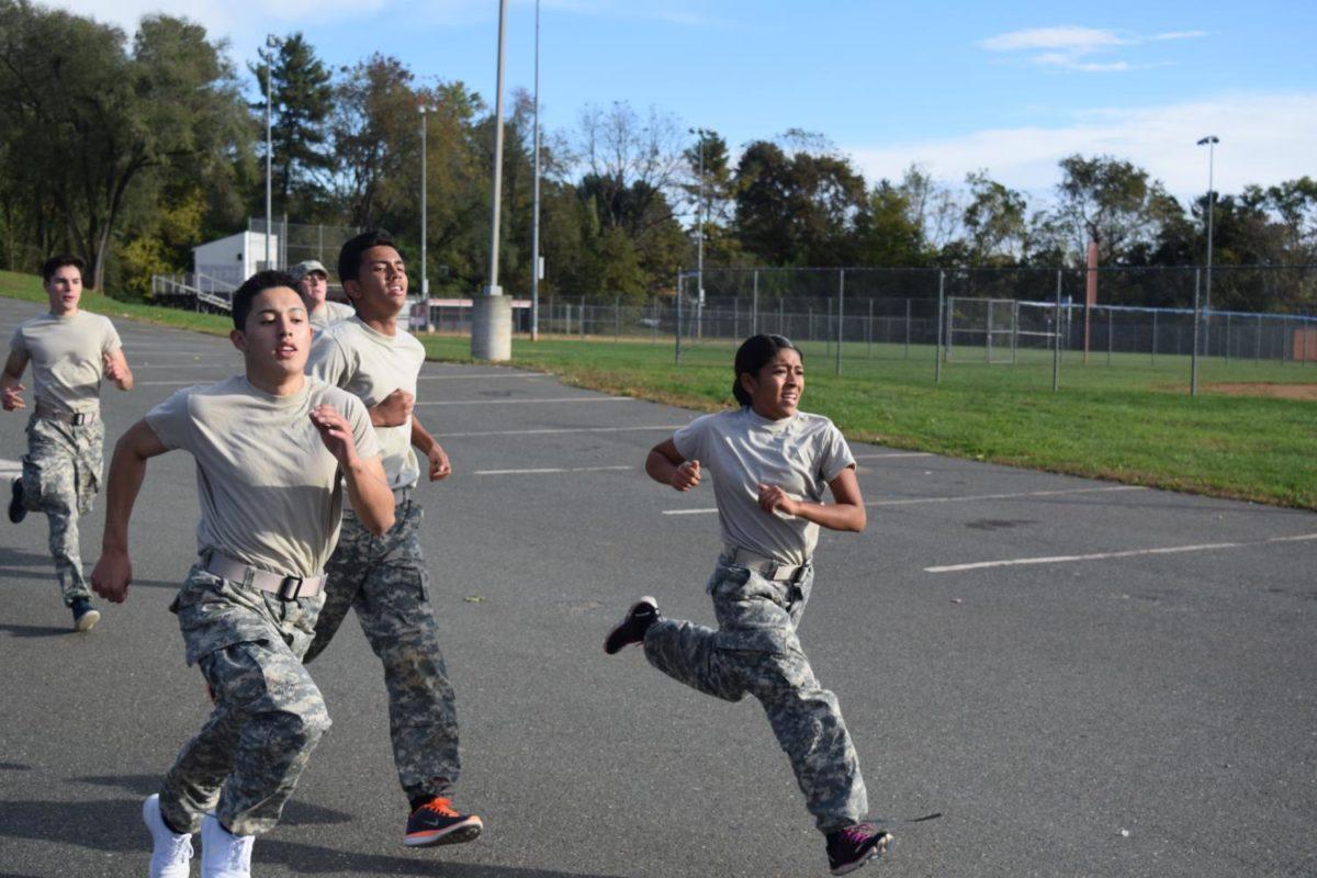 Pineda leads the pack during a JROTC exercise