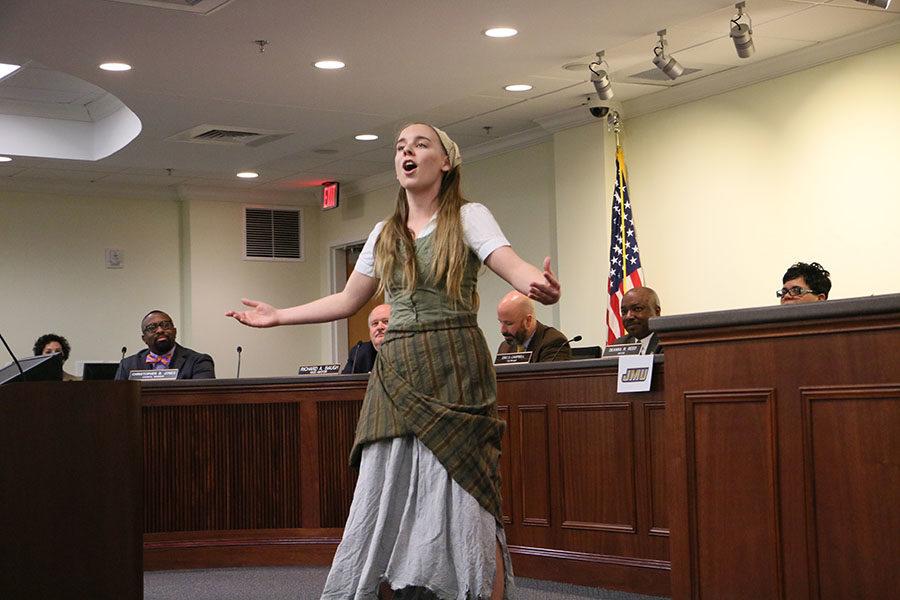 Junior Kate Cummings performs “In My Own Little Corner” from the musical “Cinderella.” Cummings, winner of this year's Shakespeare Competition, has starred in several school productions.