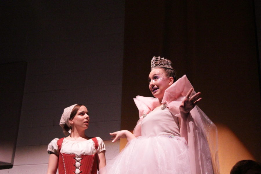 Senior Julie Hedrick and sophomore Kate Cummings sing their duet of "Impossible; It's Possible".