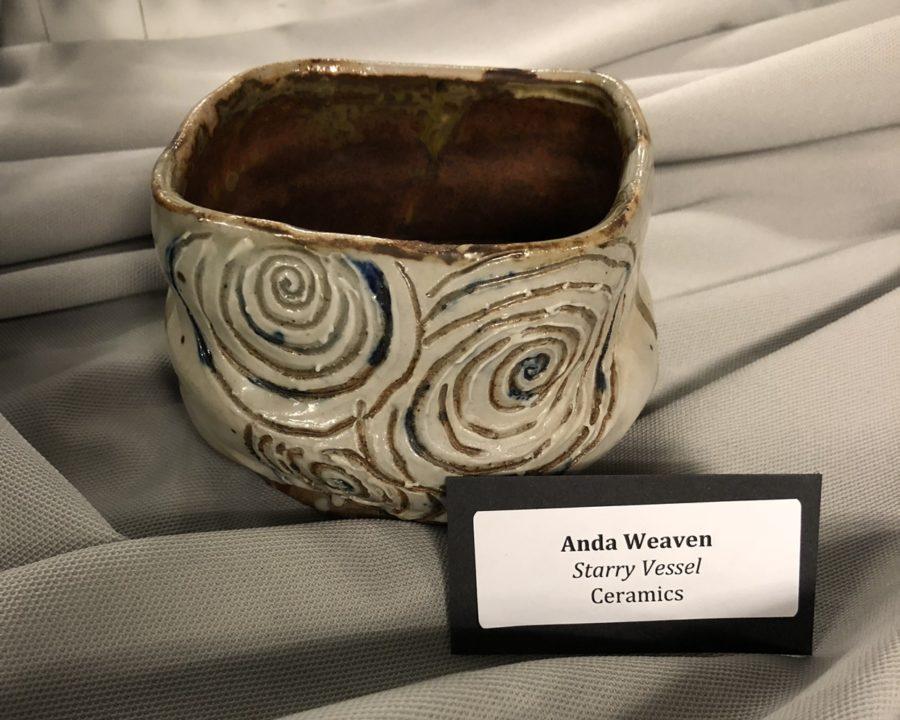 Anda Weavens ceramic creation is titled Starry Vessel.