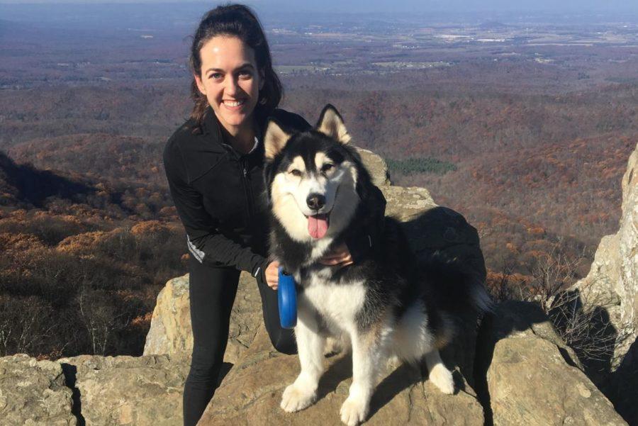 Jackie Fitch hikes in Lexington with her dog, Storm.