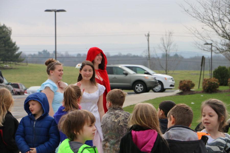 Kids were greeted by students dressed as Disney characters.