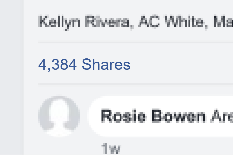 A screen capture of the number of re-shares the post already has.