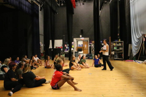 Dance teacher Amber Corriston teaching her Dance 2 class.