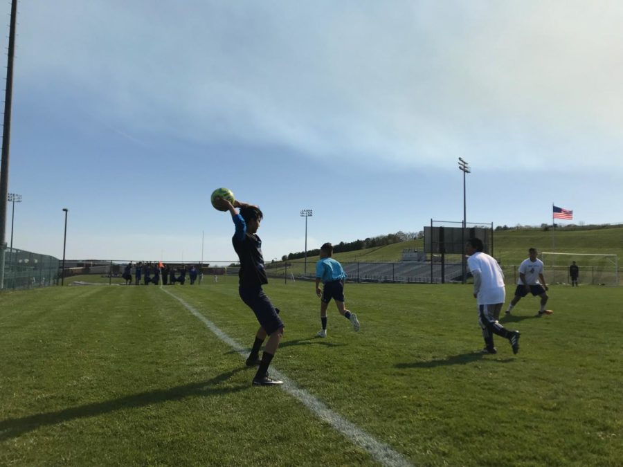 Skyline gets a throw in after Thomas Harrison kicked the ball out.
