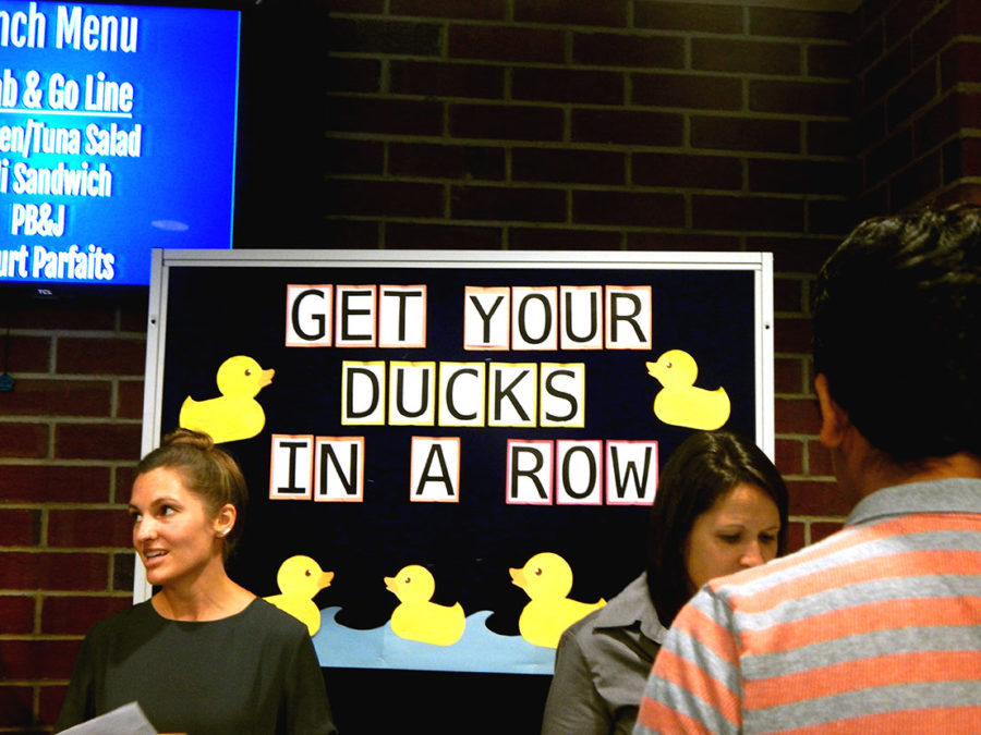 Get your ducks in a row was a game offered at lunch to give students a chance to learn about the college process. 