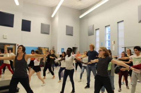 Dance teacher Amber Corriston (pictured earlier this month) leads students at a dance workshop during ELT in preparation for the musical. 