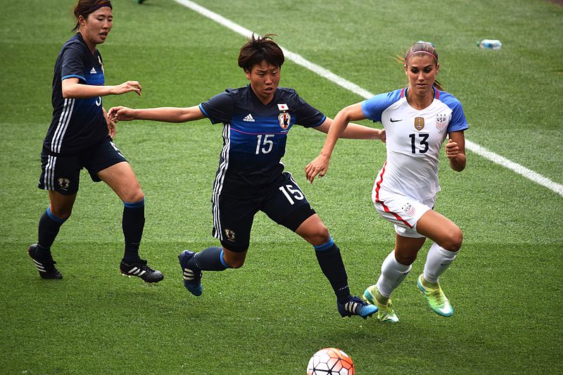 Alex Morgan chases after the ball in a game against Japan on June 5, 2016.
