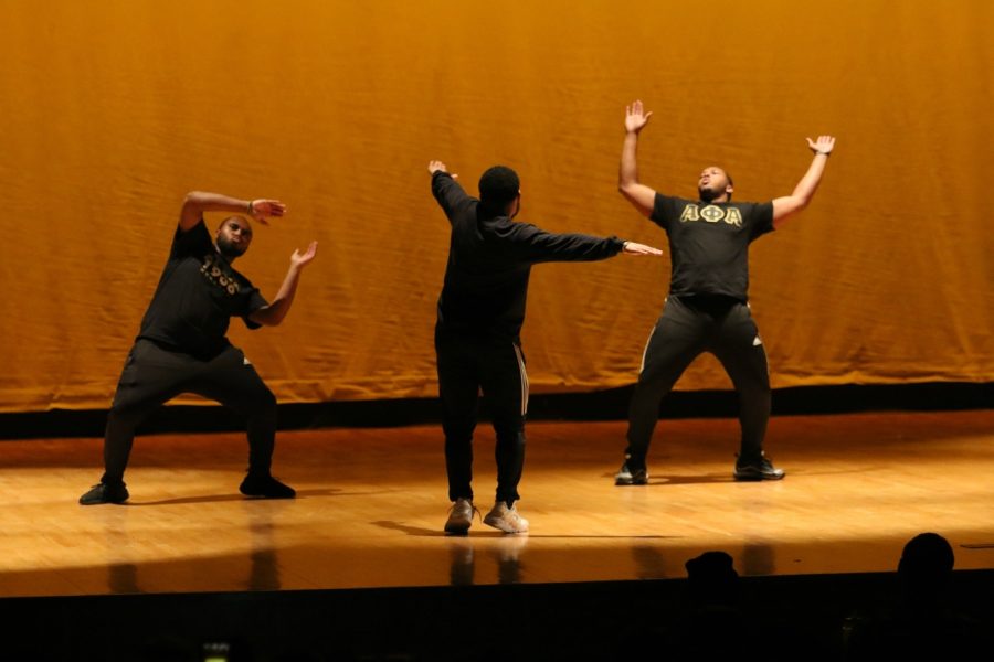 JMUs Alpha Theta Alpha chapters step team visits and performs at the talent show.