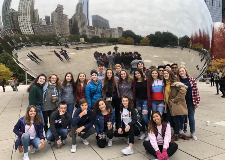 HHS Media staff visits Millennium Park, a spot in Chicago known for holding The Bean. Students spent a full tour day around the city before attending journalism sessions for the rest of the convention trip. 