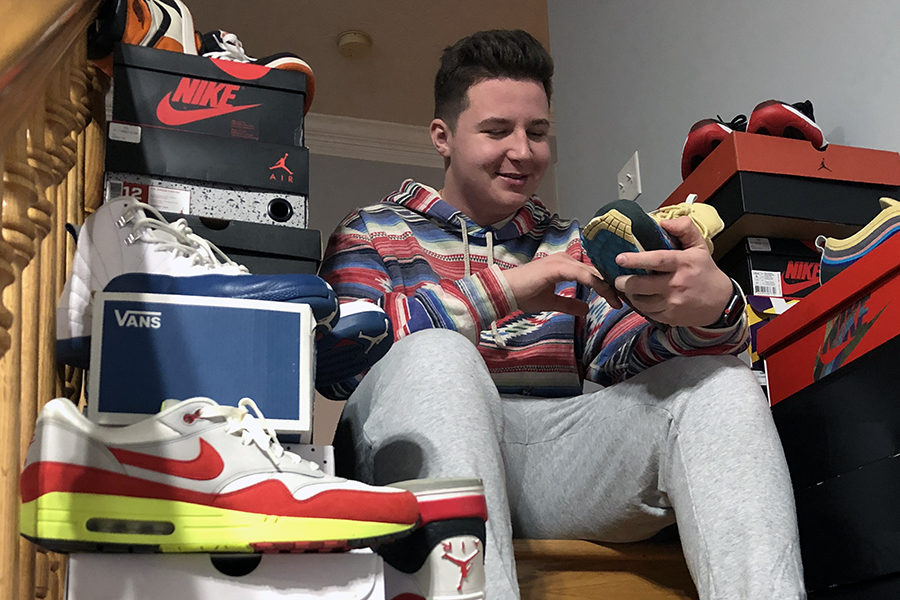 Senior Tommy Karageorge shows off his shoe collection.