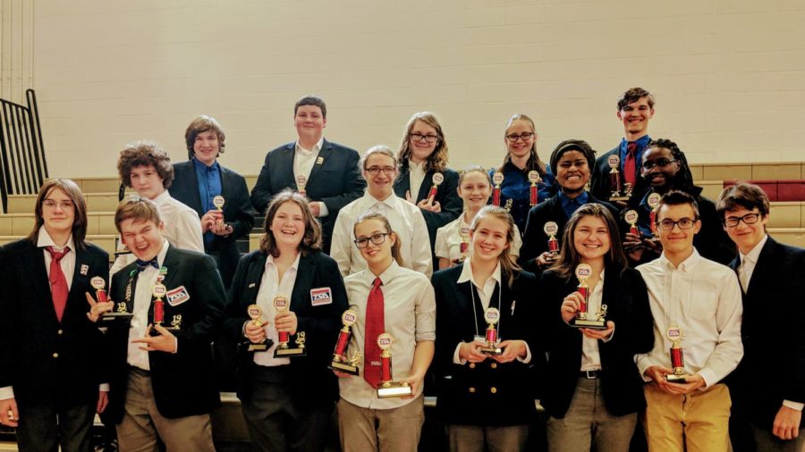 Students in TSA pose for a group shot after competing in the Regional competition. 