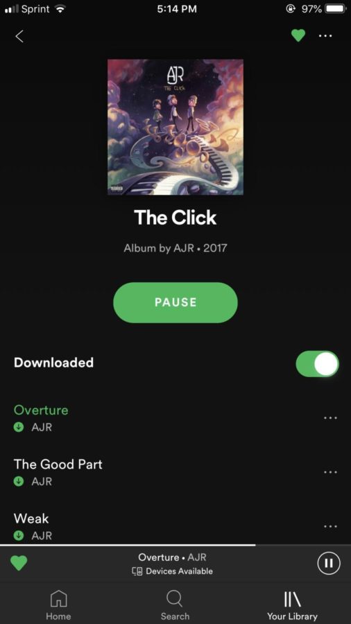 Sophomore Sid Tandel listens to Overture off The Click album by AJR. 