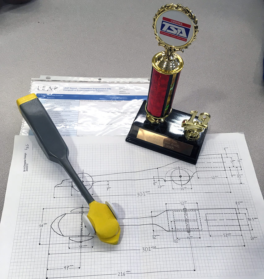 Sophomore+Henry+Hermess+dragster+design+won+first+place+at+the+regional+TSA+competition.