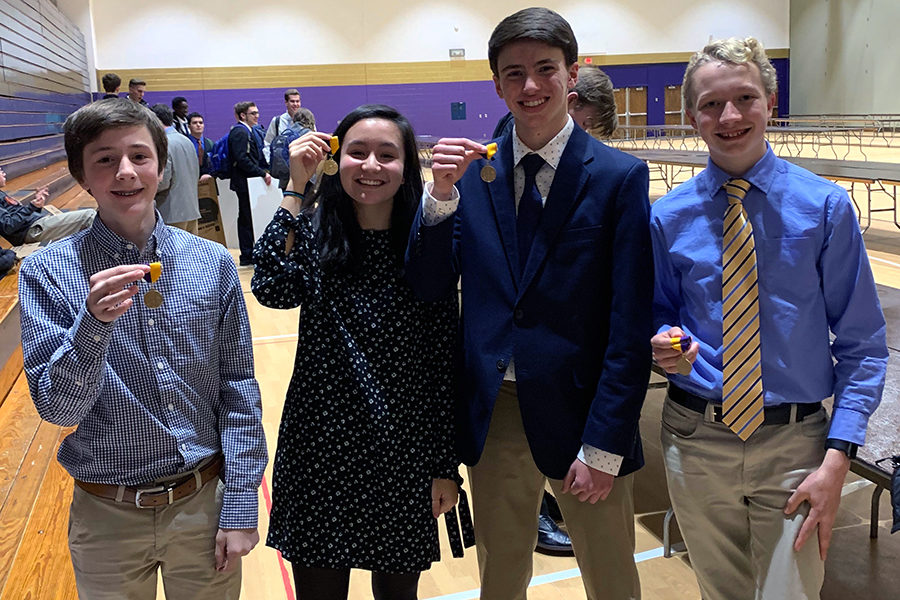 Sophomores Nathan Henderson and Holly Bill and freshmen Keenan Glago and Micah Tongen will advance to the state science fair.
