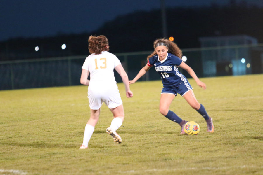 Then-sophomore Ashley Iscoa takes on a defender as she heads to goal. Iscoa contributed two goals on the night bringing her total to four goals that season. 