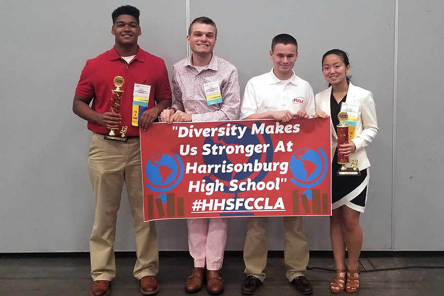 Junior Jaydon Jackson, adviser Nicholas Zimmerman, senior Ethan McHone and sophomore Ruby Arndt competed in the FCCLA state conference this weekend.