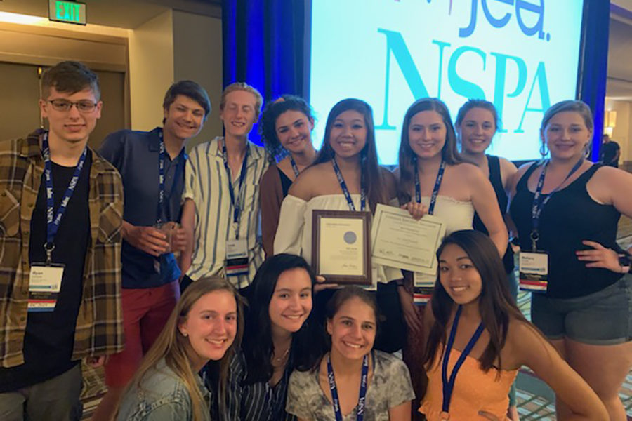 The Newsstreak staff stops for a photo while at the national journalism convention in Anaheim, CA.