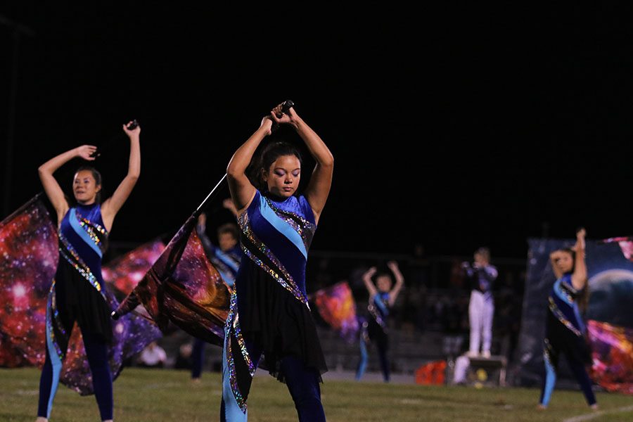 Samantha Syharath performs during the halftime show Oct. 4. The band had been practicing the show for 8 weeks leading to Oct. 4.