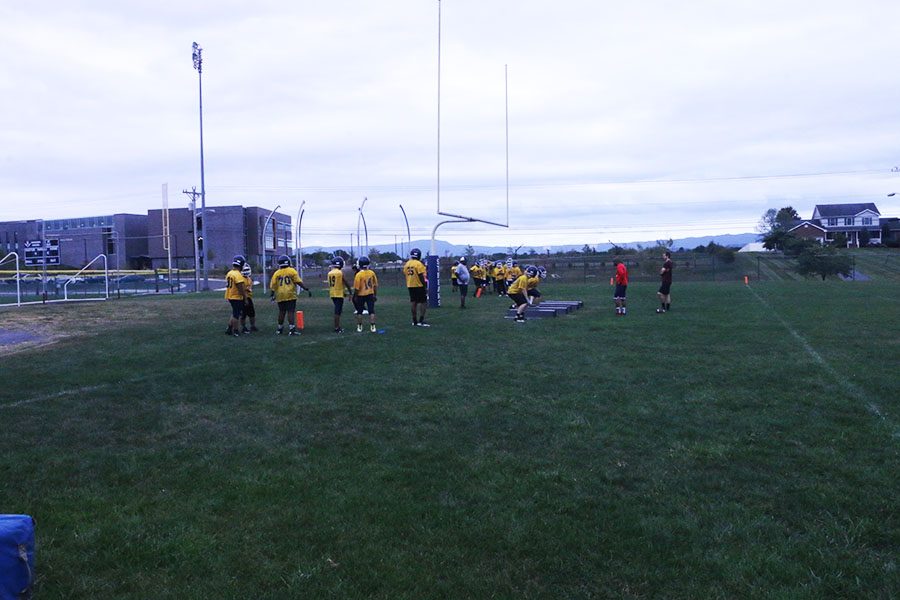 The JV Players line up for a drill that focuses on footwork and getting to the ball as fast as possible.