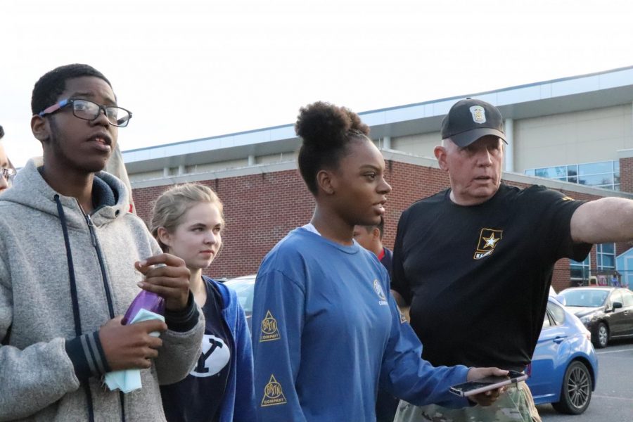 Sergeant Major directs students to the different activities. A collaboration between Mary Strickler and the JROTC program was used to give students a real life experience of the book Into Thin Air.