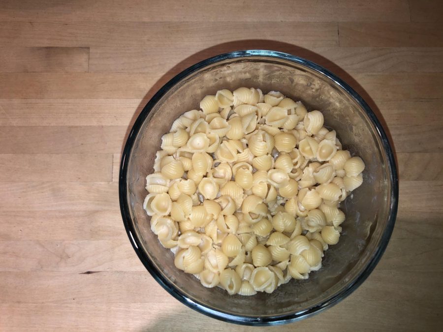This shows Annies Mac and cheese after it was prepared. The Mac and cheese is their most famous type, shells and white cheddar.