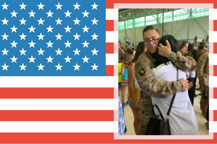 Junior Genesis Robles hugs her brother Erick Colon who is currently serving in the U.S. Army. 